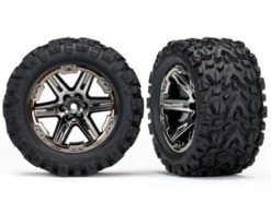 Traxxas Talon EXT Tires & Blk Chrome Whls (2): 4WD F/R, 2WD Frt
