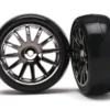 Slick Tires/ 12Spoke Black Chrome Wheels (2): F/R -Radio Control & Model Shop 20274 7573A M 800