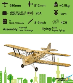 EP Mini Tiger Moth Kit(1.0M), Motor, ESC, Servo -Radio Control & Model Shop S1904 8 lg