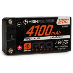 Spektrum 2 Cell 4100mAh 7.6V Smart Pro Race HV LiPo 120C: 5mm