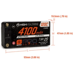 Spektrum 2 Cell 4100mAh 7.6V Smart Pro Race HV LiPo 120C: 5mm -Radio Control & Model Shop SPMX412S120HT 3 900