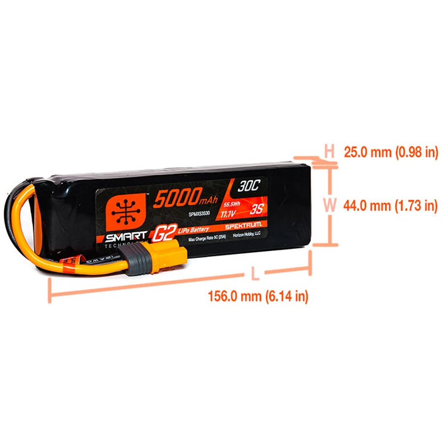 3 Cell 5000mAh 11.1V 30C Hard Case Smart LiPo G2: IC5 4 3 Cell 5000mAh 11.1V 30C Hard Case Smart LiPo G2: IC5 - Image 2