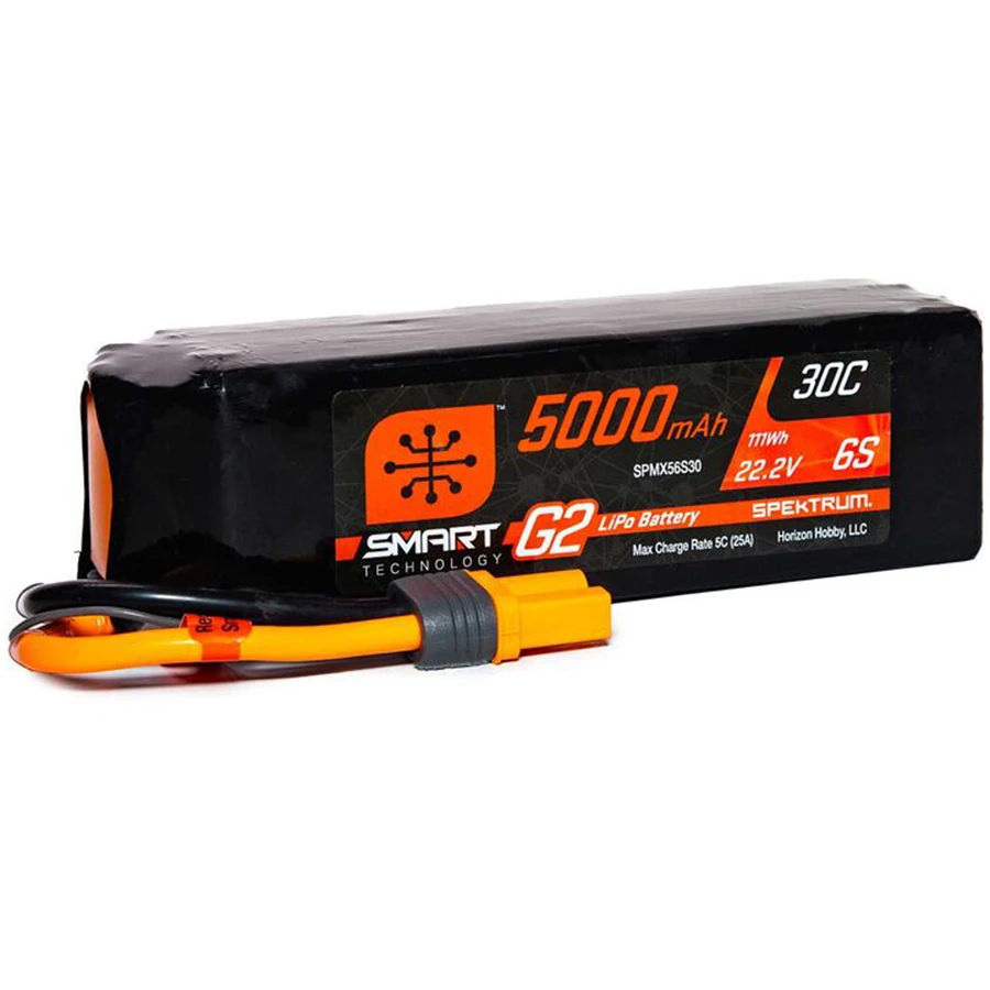 6 Cell 5000mAh 22.2V 30C Hard Case Smart G2 LiPo: IC5 3 6 Cell 5000mAh 22.2V 30C Hard Case Smart G2 LiPo: IC5