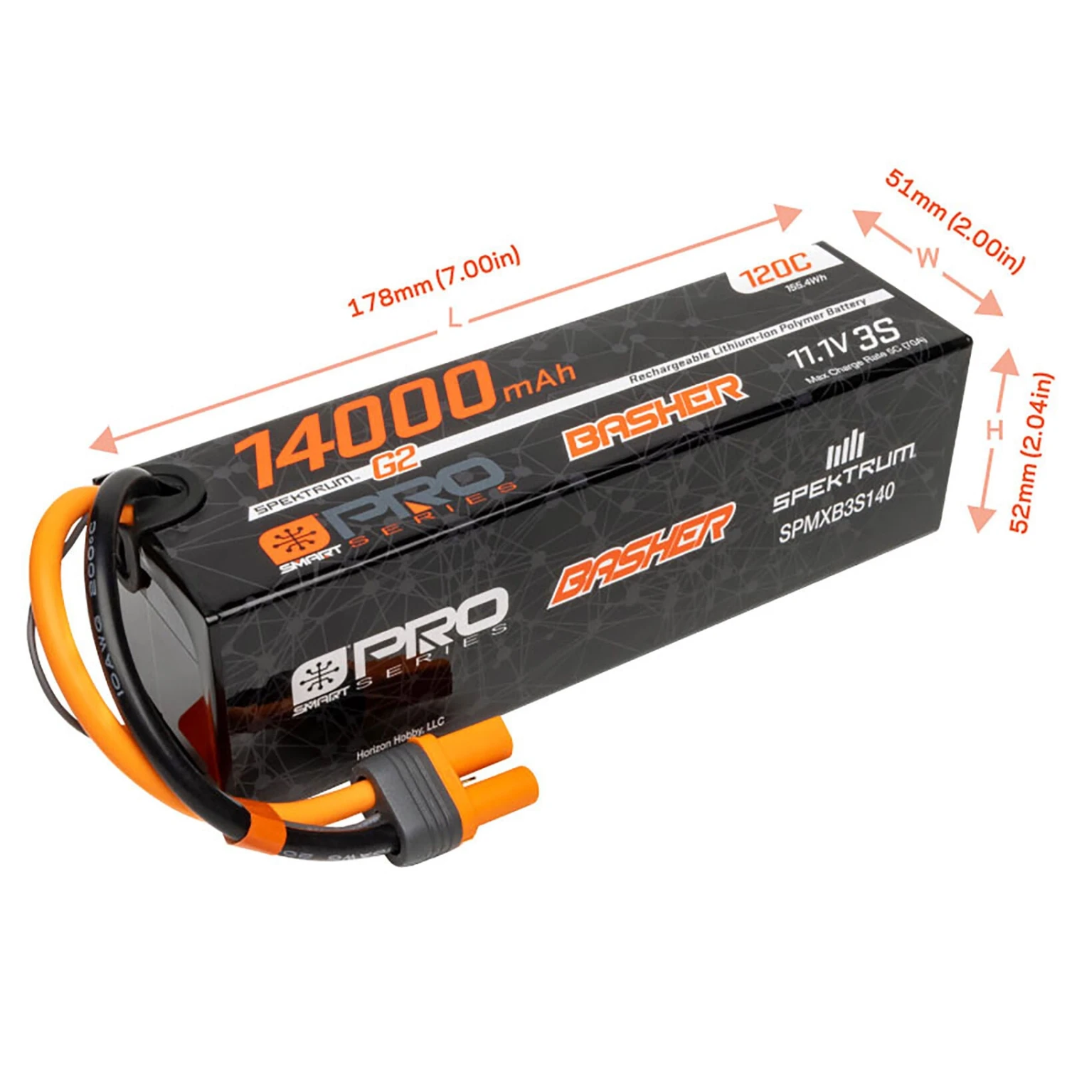3 Cell 14000mAh 11.1V 120C Smart Pro Basher LiPo: IC5 4 3 Cell 14000mAh 11.1V 120C Smart Pro Basher LiPo: IC5 - Image 2